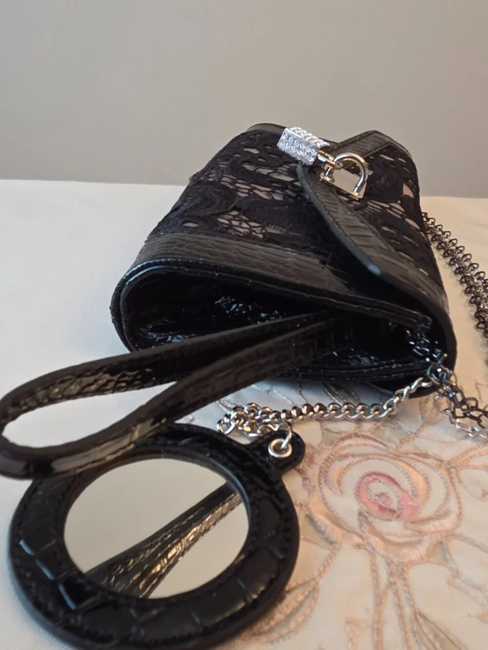 Vintage 1980s Koret Black and Lace Shoulder/Clutch